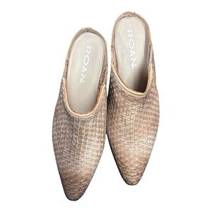 ROAN Woven Leather Mule Shoes Vita Tan Size 8.5 – NWOB